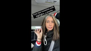 Gray hair transition with highlights...4 months #Grayhairwithhighlights #Grayhairtransition