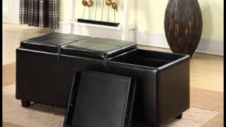 Cheap, Simpli Home Avalon Faux Leather Rectangular Storage Ottoman with 3 Serving Trays, Large