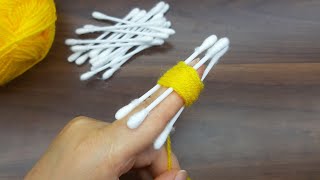 Amazing Woolen Flower Craft Ideas with Cotton buds - Easy Rose Making - Hand Embroidery Design Trick