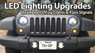 LED Headlights, Fog Lights and Turn Signals Installation - JK Jeep Wrangler