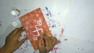 Ganpati bapa painting on cardboard using acrylic paint and decorate with pista cover