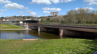 LMS black 5 no.44932 and 47802 pass flowerpots playing fields bound for Plymouth 15/04/23