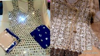 DIY latest mirror work on kurti and plain suit