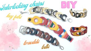 How to make Interlocking leather bracelet, DIY interlocking Key Fob, Faux leather interlocking Chain