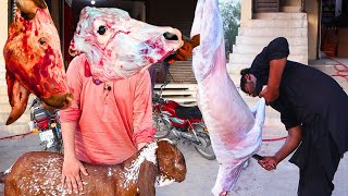 Cutting the whole qurbani goat | beef cutting | meat cutting | cow | goat