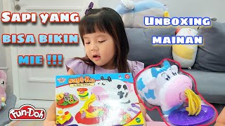 UNBOXING MAINAN MEMBUAT MIE SPAGETI FUN DOH SAPIKU