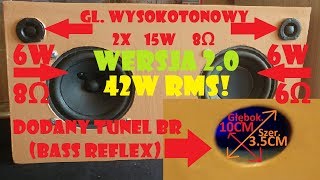 Mój Głośnik Bluetooth - Wersja 2.0 | 42 Watt RMS! Tunel BR+2 głośniki