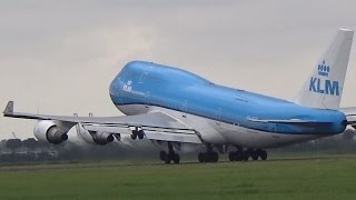 ✈KLM Boeing 747-400 takeoff at Amsterdam Schiphol Airport