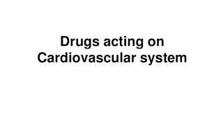 cardiovascular drugs pharmacology