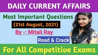 21st Aug Current Affairs Questions || #shorts #Youtubeshorts #current affairs