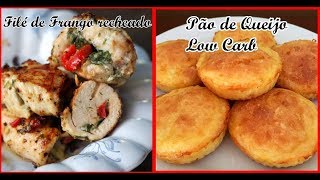 Filé de Frango recheado e Pão de queijo low carb