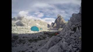 First night camp in the Dolomites