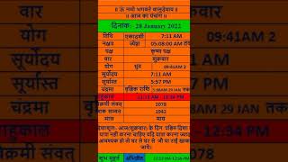 आज के शुभ मुहूर्त/आज का पंचांग/aaj ka panchang/ 28 JANUARY 2022 #aajkapanchang #shorts#youtubeshorts