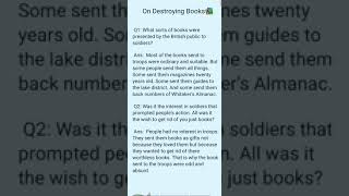 "On Destroying Books📚" easy questions answers part 1