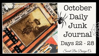 Days 22  -  28 Halloween Junk Journal Flip Through October Daily Halloween Journal Ideas #oddtober23