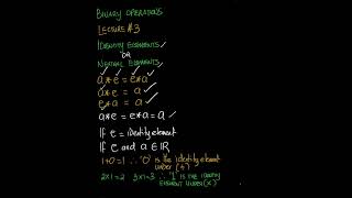 MATHEMATICS || Identity Element of  Binary Operations | Lecture 3 | #maths