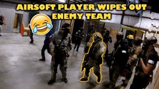 Crazy airsoft player WIPES OUT ENEMY TEAM! (Airsoft - bomb gamemode)