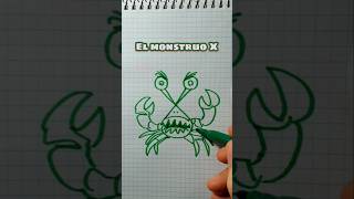 Monstruo X. Dibujo letras.  #videoshorts #drawing  #art #monster #letras #abecedario #x #shorts