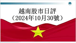 多頭力量減弱，越指下跌回補缺口, 請大家觀看2024年10月30號越南股市日評