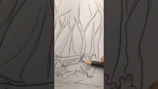 Draw a river in the jungle #pencilart  #shorts