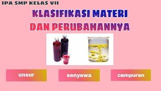 KLASIFIKASI MATERI DAN PERUBAHANNYA | UNSUR, SENYAWA DAN CAMPURAN || IPA SMP KELAS VII