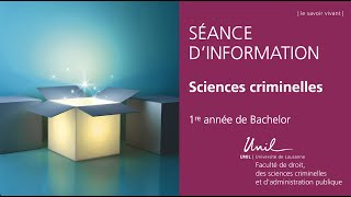 Journées d'accueil 2021 - Séance d'information Sciences criminelles