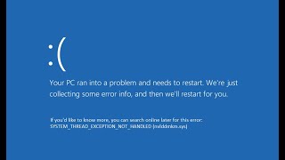 Restauração do Windows 10 Erro * System thread exception not handled (nvlddmkm.sys)