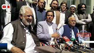 Pakistan Muslim league-n central leader captain r safdar talks to the media in peshawar high court