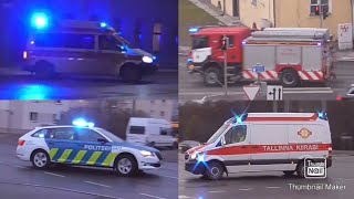 Fire trucks, police cars and ambulances responding compilation