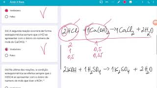 Química - Segundo ano - Estequiometria ácido x base - correção da avaliação de aprendizagem