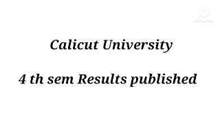 Calicut University 4th sem Results published