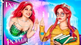 Nerd la Transformare Populară Sirenă de Transformare! Cum să Devii Popular! Sirena în Viața Reală!