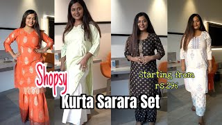 I Ordered Kurta Sarara Sets from Shopsy🛍️| Quick makeup for a party 🎉