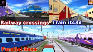 Indian train crossing3d parallel race mahamana train crossing