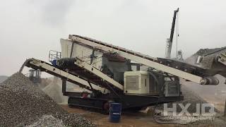 2200TPH Crawler impact mobile crusher working site/ marble crush