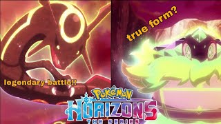 shiny requaza vs true form terapagoes !! | pokemon horizons ep 33 review