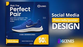 Social Media Post Design | How to design social media post | free download link | Design Scenes