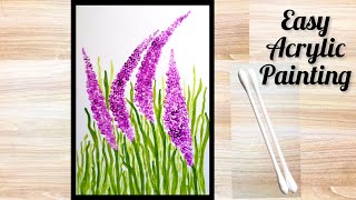 Easy Flower Painting with Cotton Buds /Lavender Flower Painting.