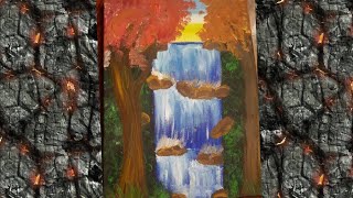 OIL PAINTING ON CANVAS TUTORIAL- Waterfall scenery