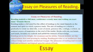 Essay on Pleasures of Reading