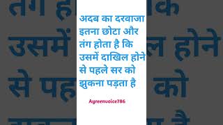 अदब का दरवाजा इतना छोटा और तंग होता है कि उसमें दाखिल होने से पहले सर को झुकना पड़ता है#viralshort