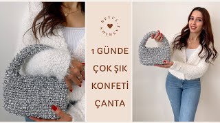 1 GÜNDE KONFETİ İPTEN ÇOK ŞIK ÖRGÜ ÇANTA 🎉ASTAR ANLATIMLI🎉METALİK PARLAK İPTEN ÖRGÜ ÇANTA YAPIMI