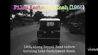 1959. Police jeep travels along Keppel Road before turning left into Cantonment Road.