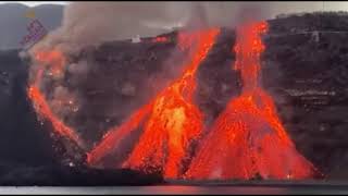 New Lava Flow Reaches The Ocean La Palma Cumbre Vieja!!!