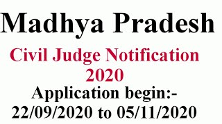 Madhya Pradesh Civil Judge Notification 2020 || MP Civil Judge Vacancy 2020