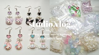 making sanrio custom earrings + beads haul💌🤍 | studio vlog 37