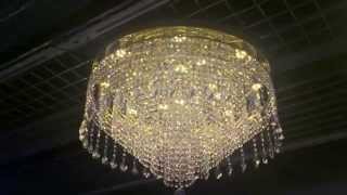 Led dimable crystal flush chandelier by first class lighting ltd