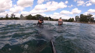 Michael swimming/diving at Innerkip Quarry.