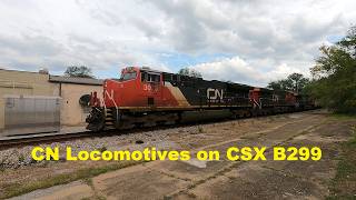 All Canadian National GE Power on Phosphate Train CSX B299 - Lot of Horn with Doppler