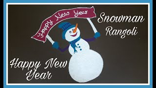 Snowman Easy Rangoli Design | New Year Rangoli | Christmas | Snowman For Christmas And New Year